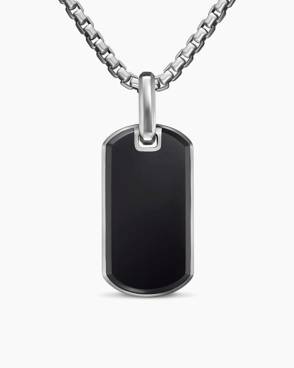 Médaille Chevron en argent sterling avec onyx noir, 27 mm hommes