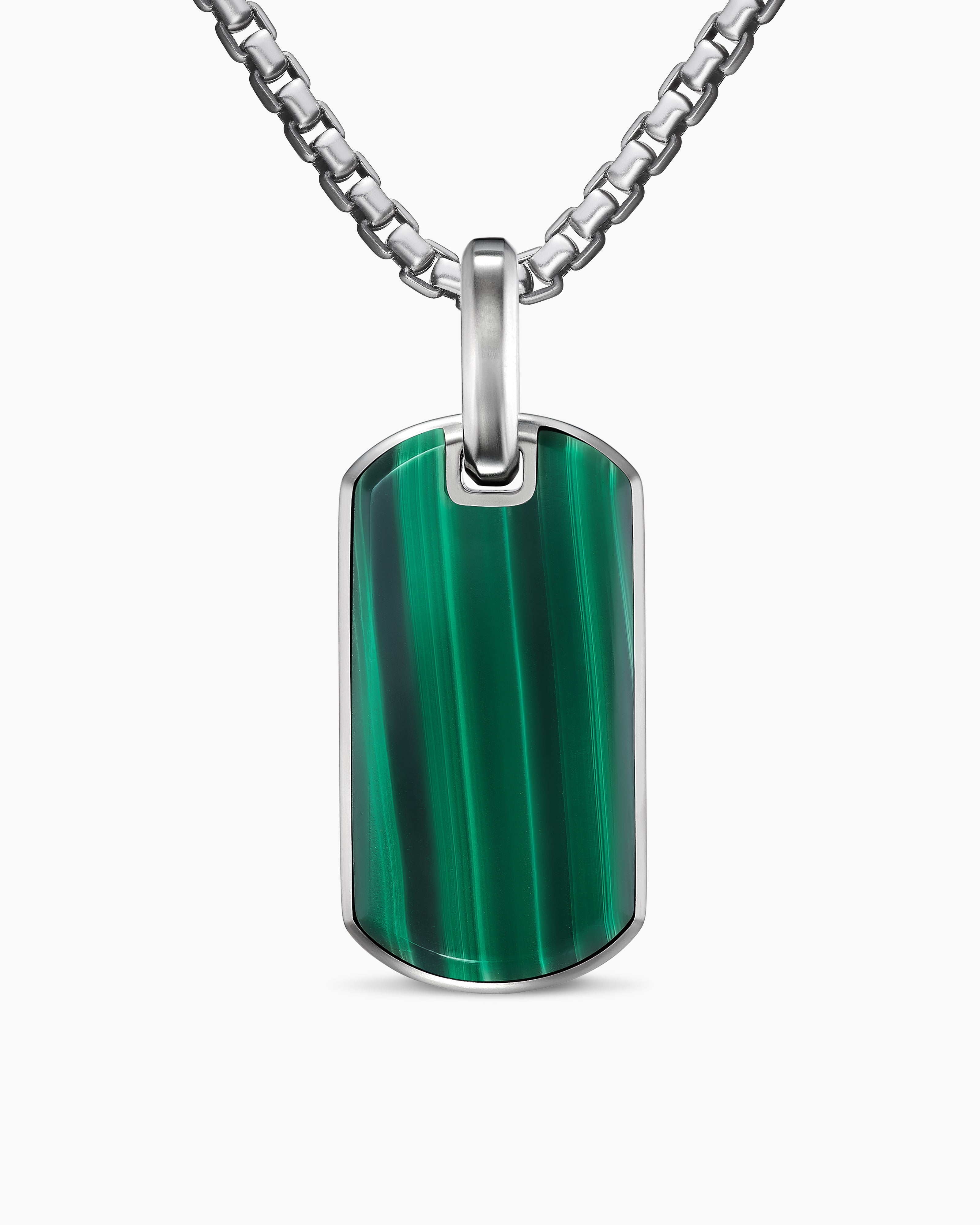 M&eacute;daille Chevron en argent massif avec malachite, 27 mm homme 
