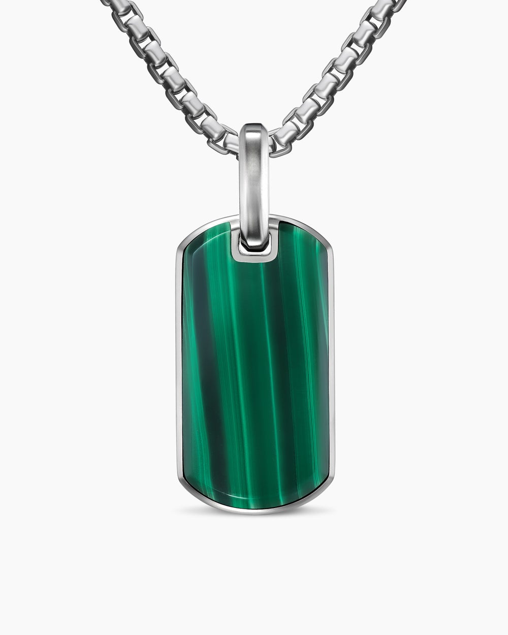 Médaille Chevron en argent massif avec malachite, 27 mm homme