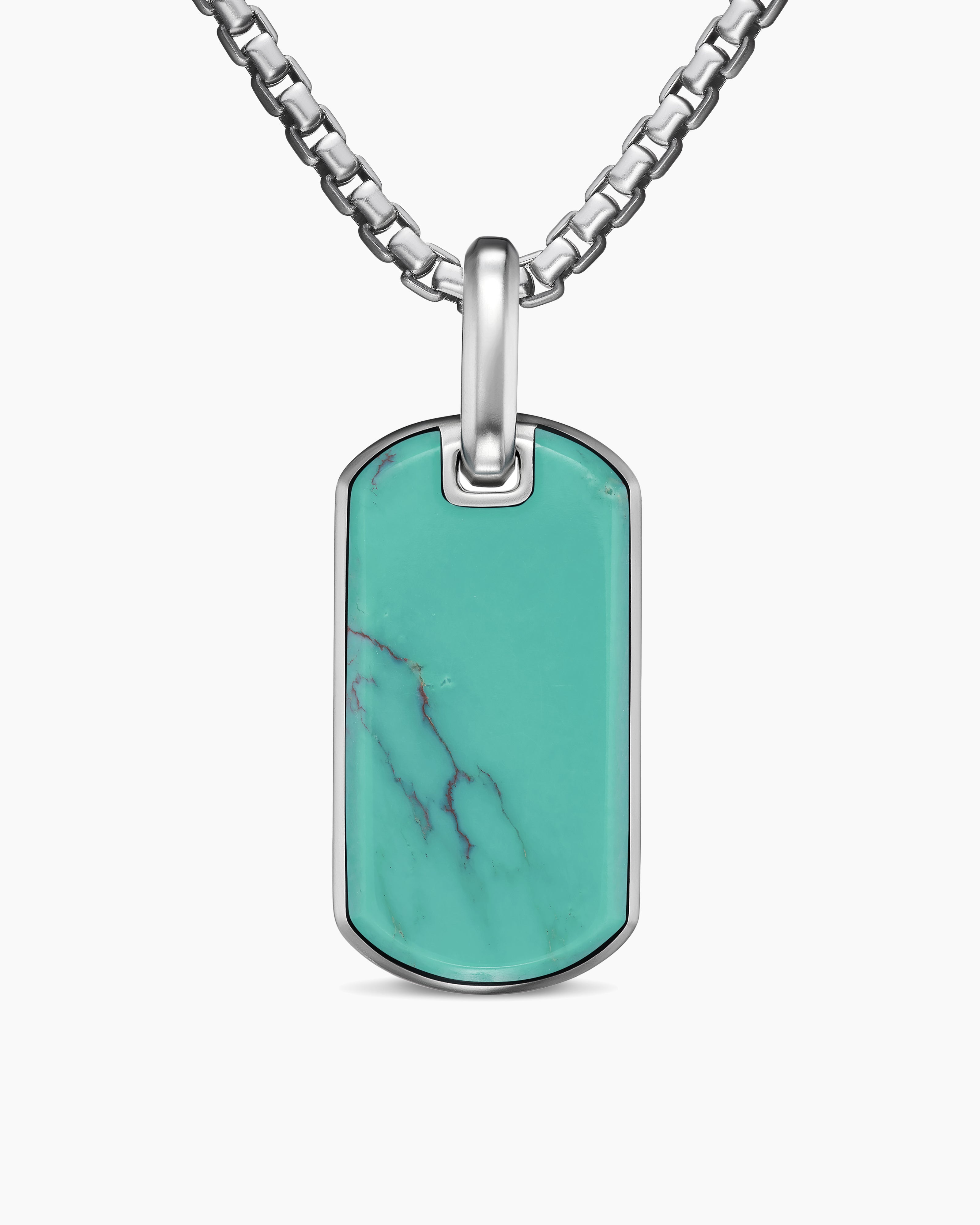 M&eacute;daille Chevron en argent sterling avec turquoise, 27 mm hommes 