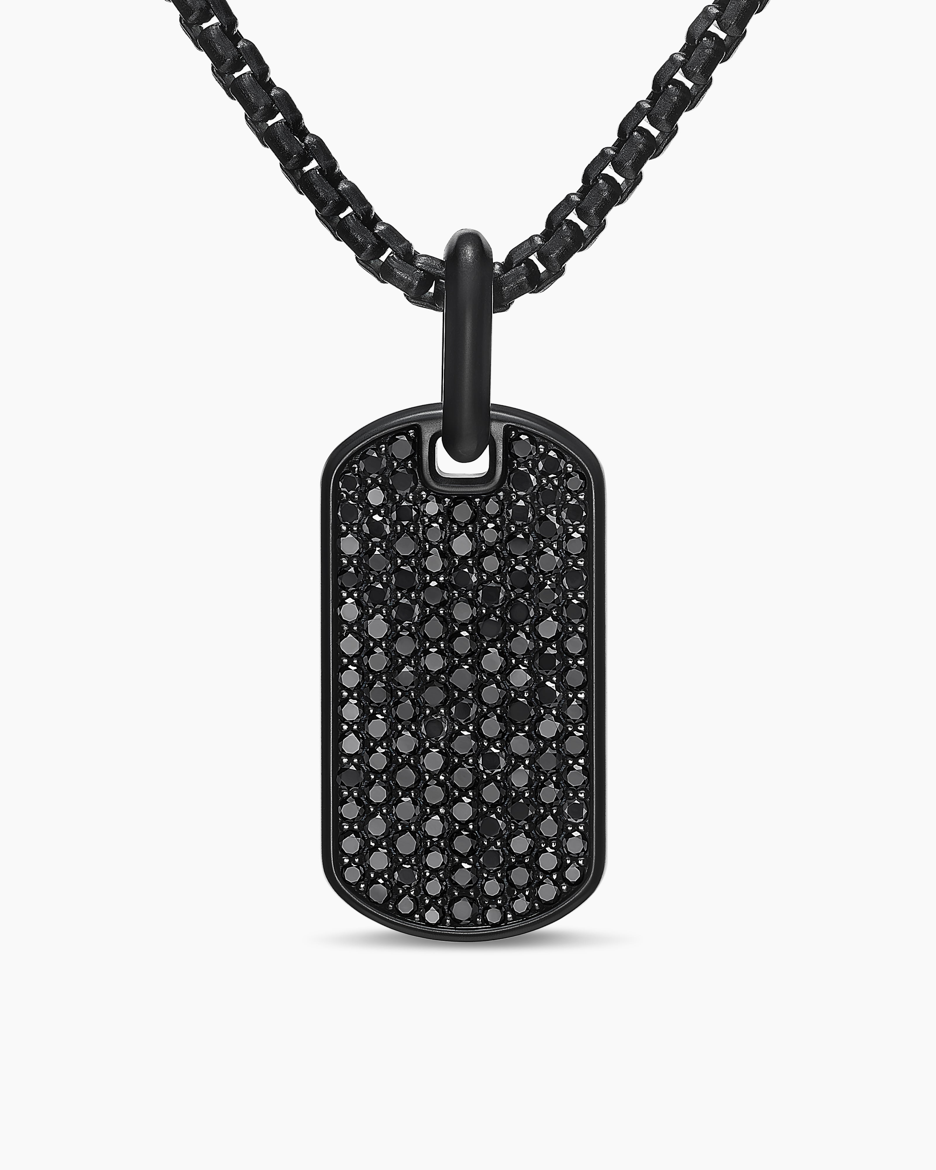 M&eacute;daille &agrave; chevrons en titane noir avec argent sterling et diamants noirs, 27 mm hommes 
