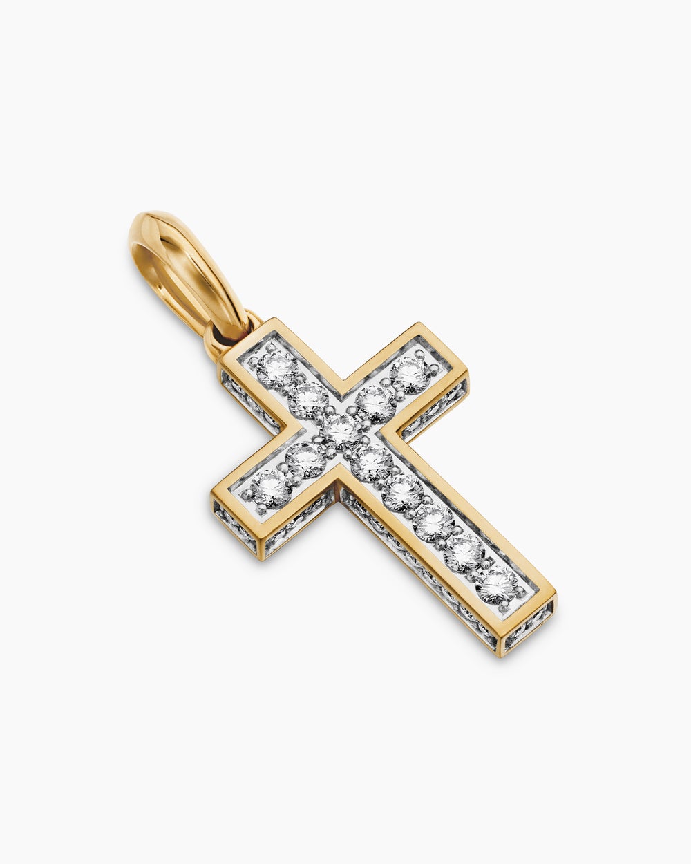 Pendentif croix Streamline® en or jaune 18 carats avec diamants, 28 mm