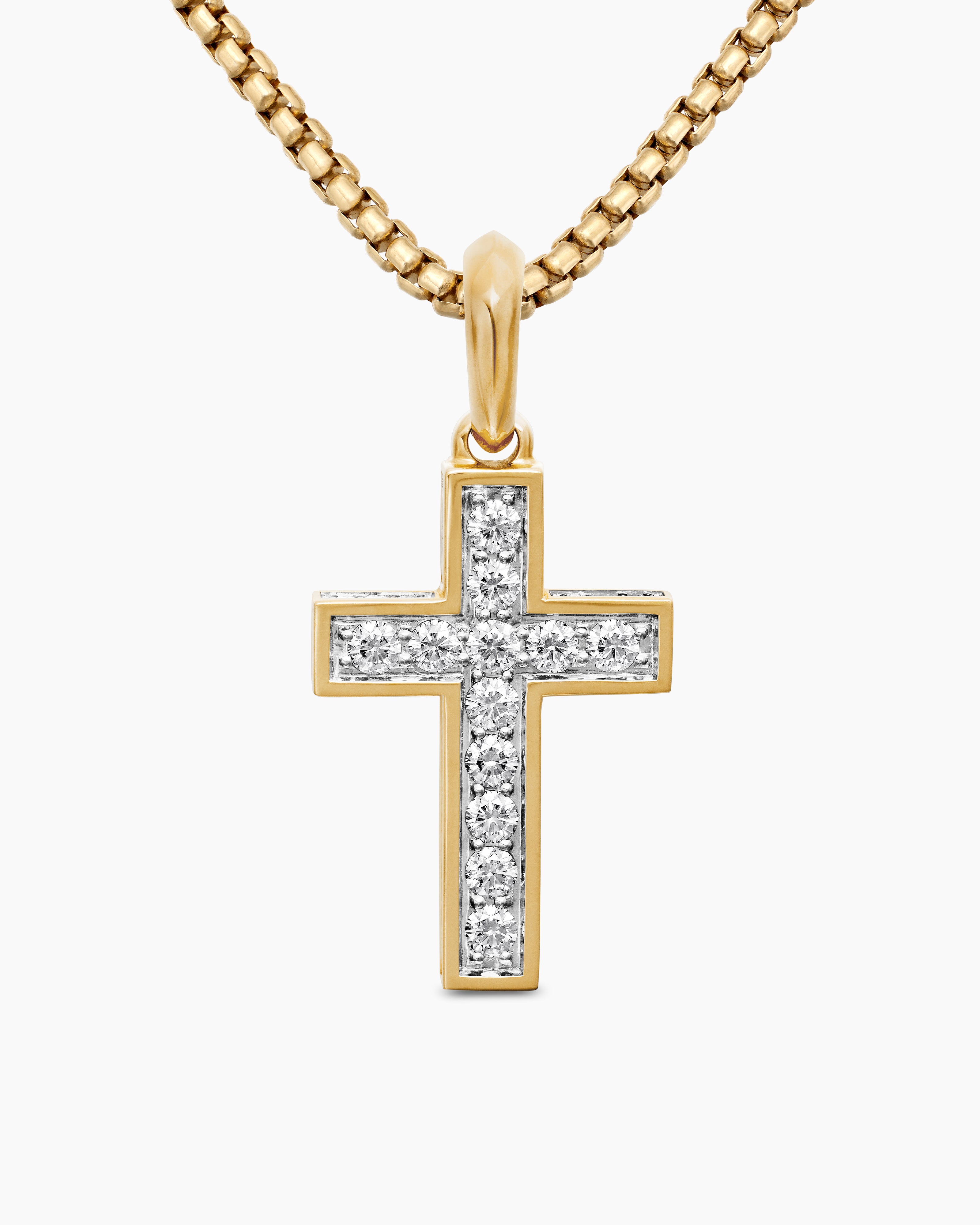 Pendentif croix Streamline&reg; en or jaune 18 carats avec diamants, 28 mm