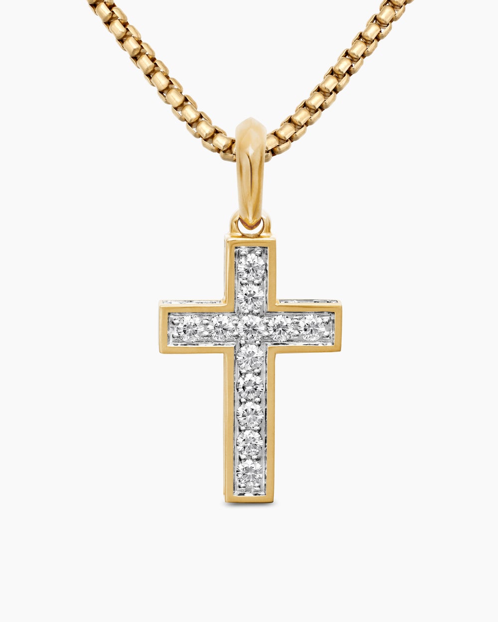Pendentif croix Streamline® en or jaune 18 carats avec diamants, 28 mm