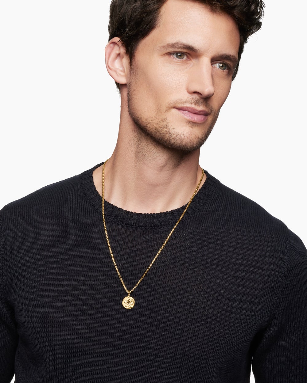 Mens Leo Amulet in 18K Yellow Gold, 17mm