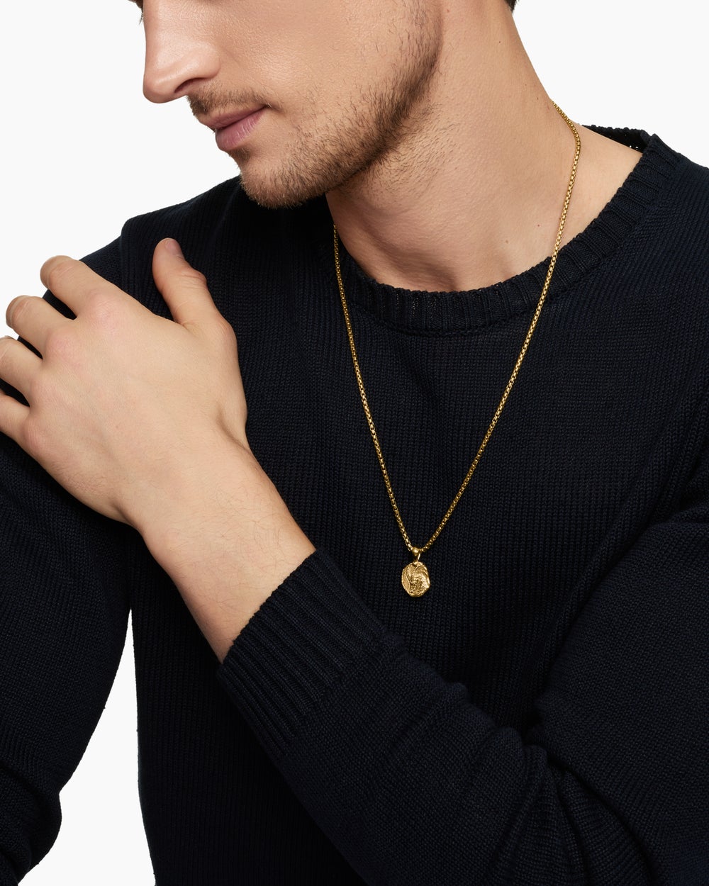 Mens Capricorn Amulet in 18K Yellow Gold, 17mm