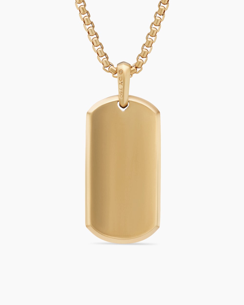 Mens Chevron Tag in 18K Yellow Gold with Diamond Baguettes, 35mm