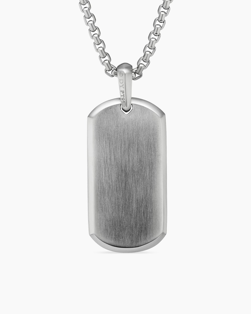 Mens Chevron Tag in Platinum with Diamond Baguettes, 35mm