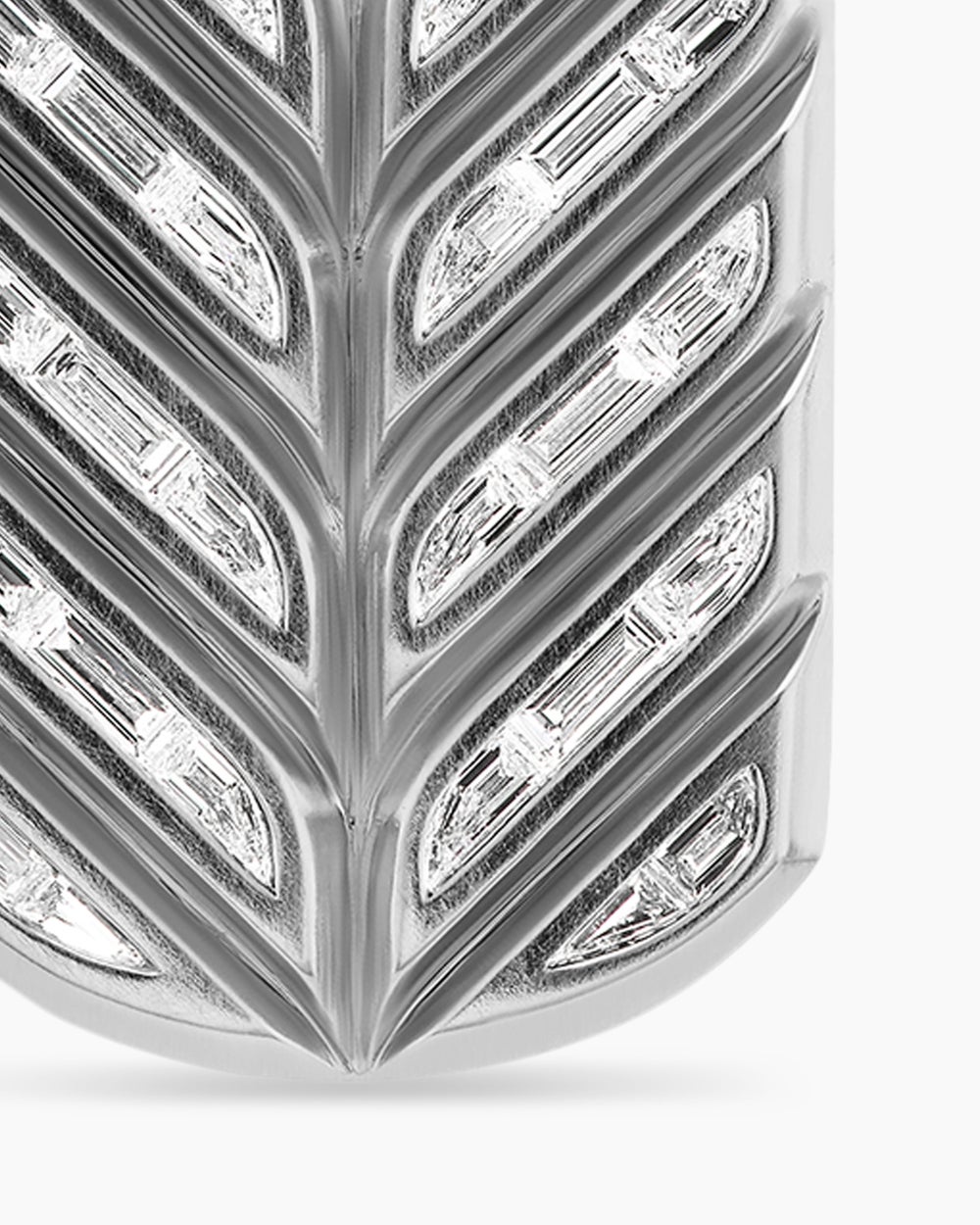 Mens Chevron Tag in Platinum with Diamond Baguettes, 35mm