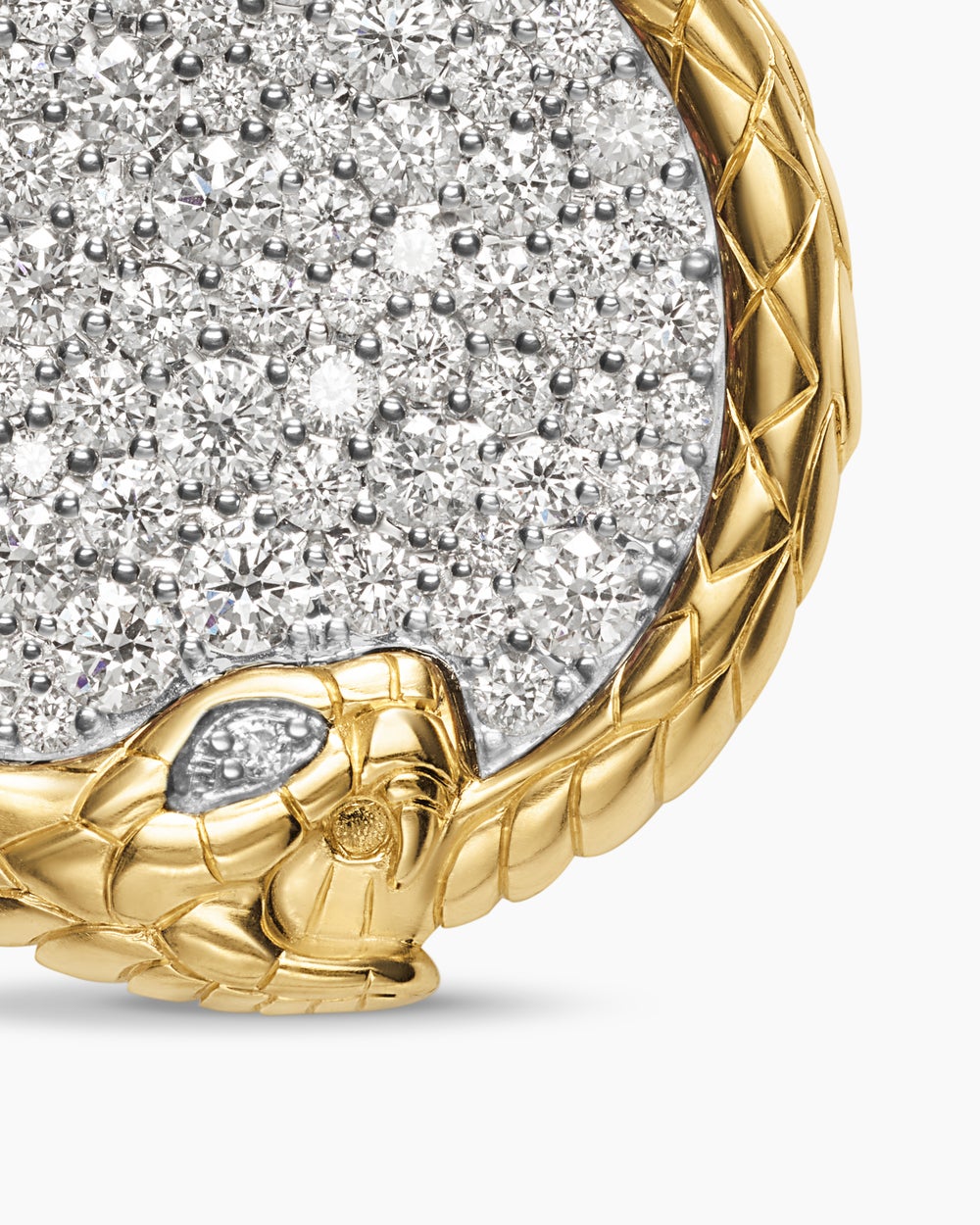 Mens Ouroboros Amulet in 18K Yellow Gold with Diamonds, 25mm