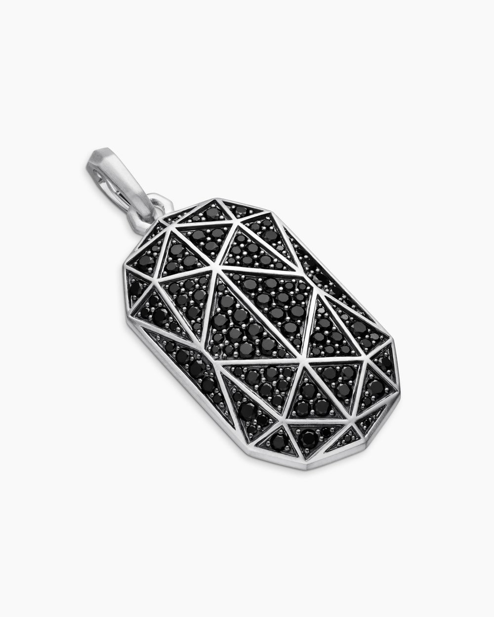 Mens Faceted Amulet in Sterling Silver with Black Diamonds, 36.3mm