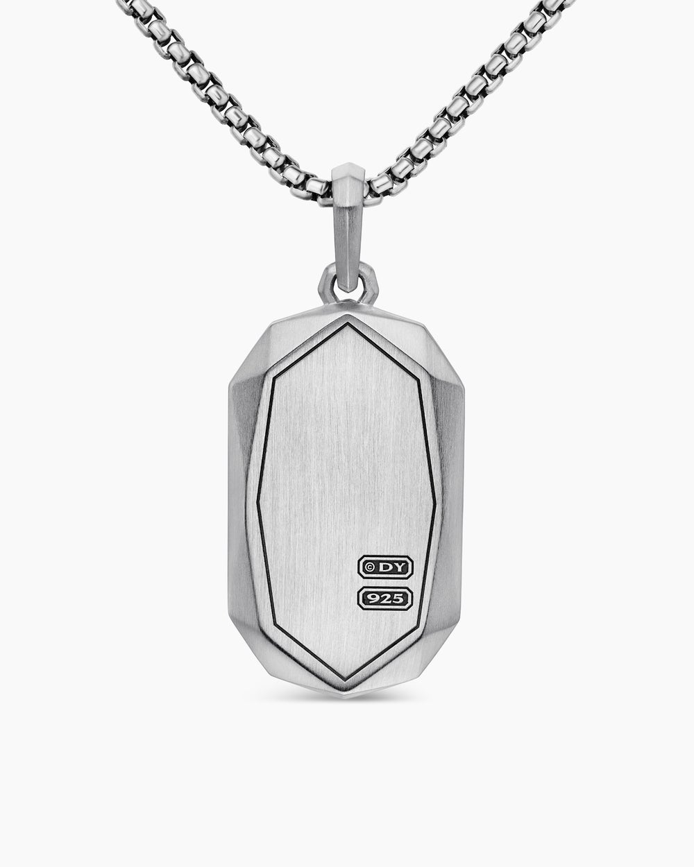 Mens Faceted Amulet in Sterling Silver with Black Diamonds, 36.3mm