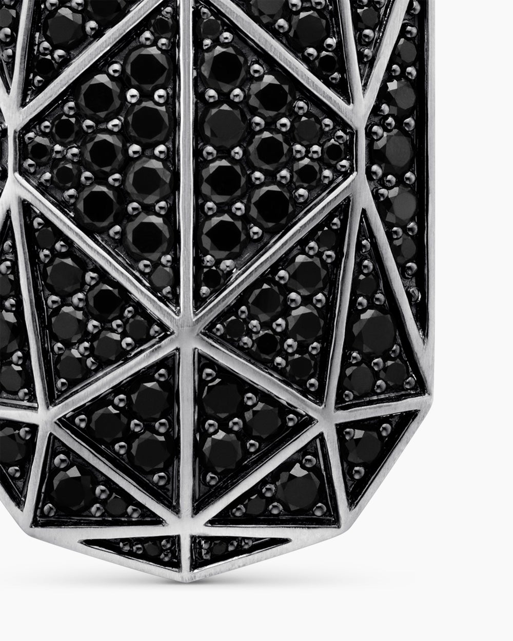 Mens Faceted Amulet in Sterling Silver with Black Diamonds, 36.3mm