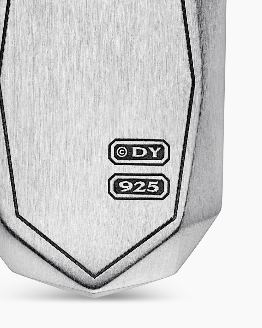 Mens Faceted Amulet in Sterling Silver with Black Diamonds, 36.3mm
