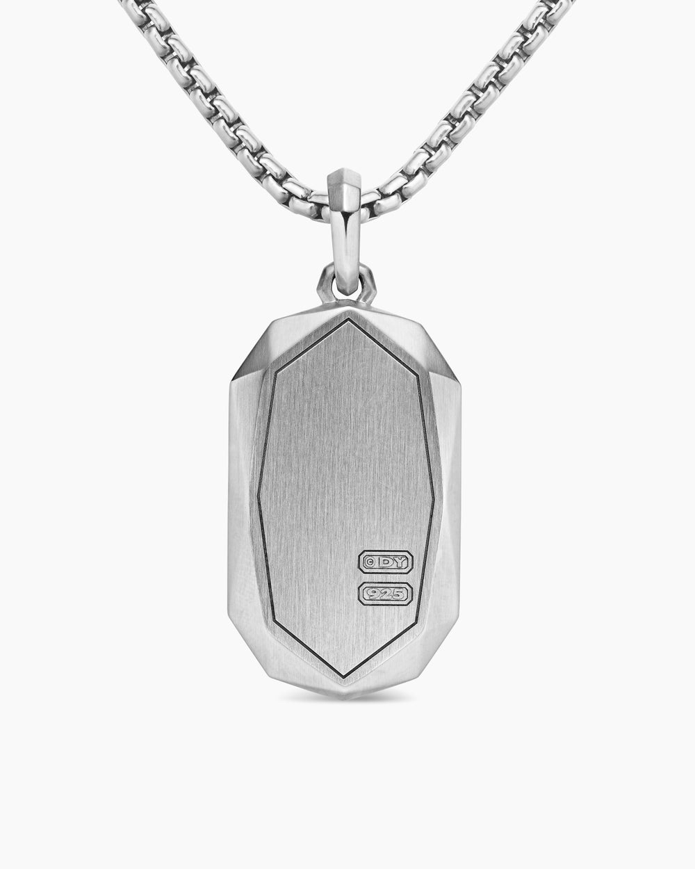 Mens Faceted Amulet in Sterling Silver with Diamonds, 36.3mm
