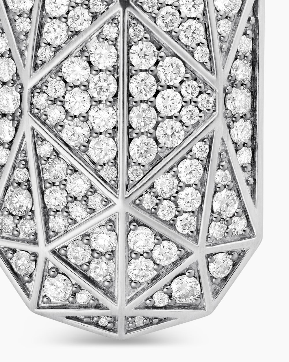 Mens Faceted Amulet in Sterling Silver with Diamonds, 36.3mm