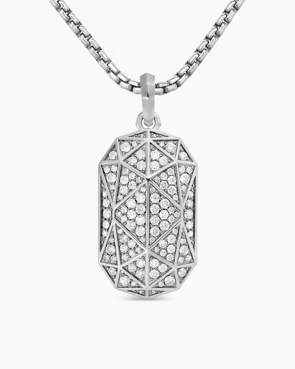 Mens Faceted Amulet in Sterling Silver with Diamonds, 36.3mm