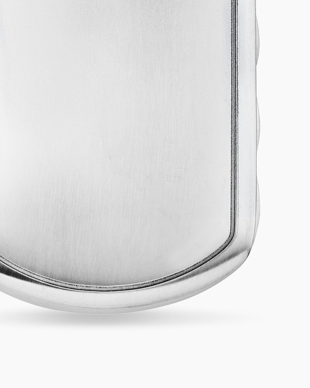 Mens Sculpted Cable Tag in 18K White Gold with Diamonds, 27mm