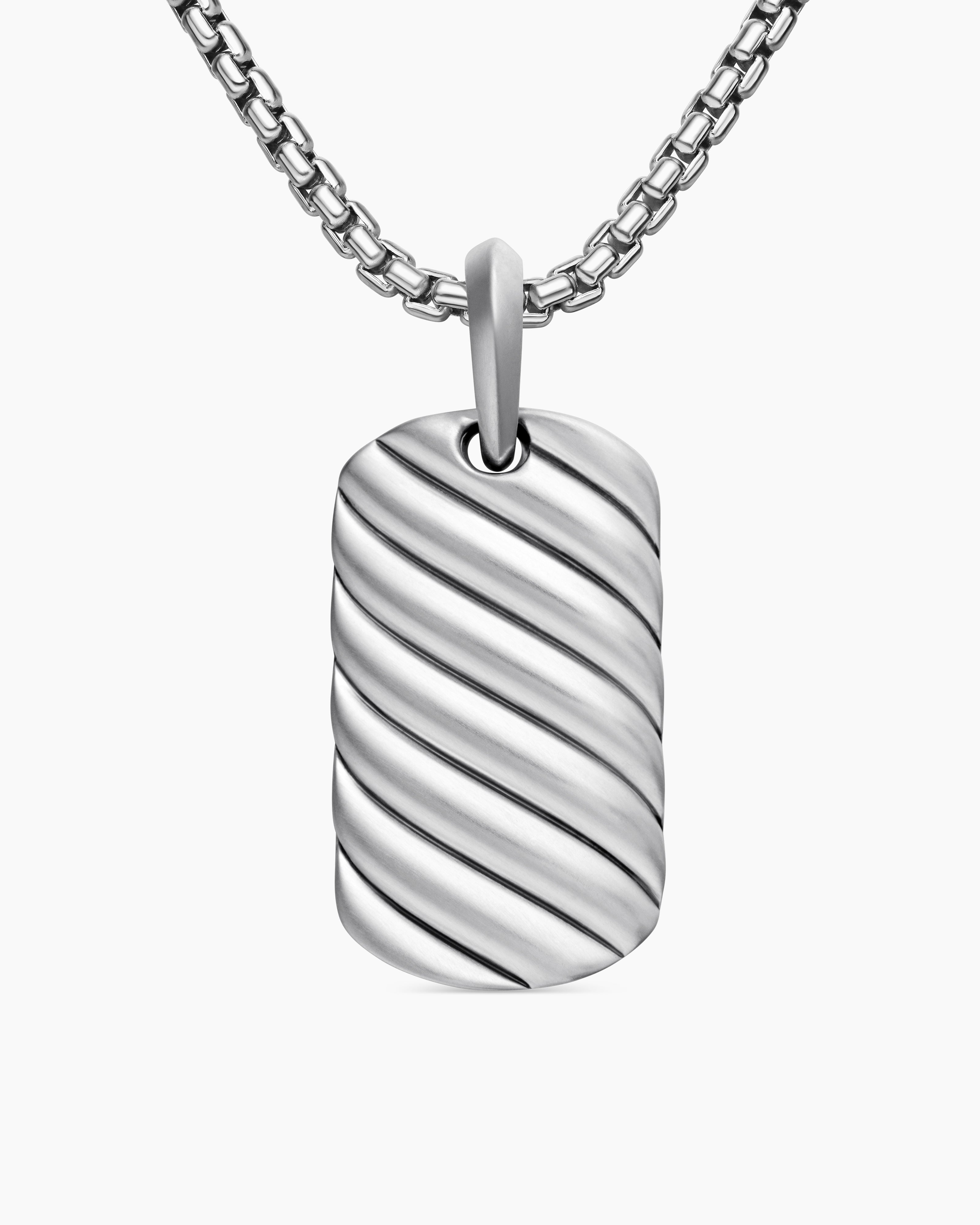 M&eacute;daille Sculpted Cable en argent massif, 27 mm homme 