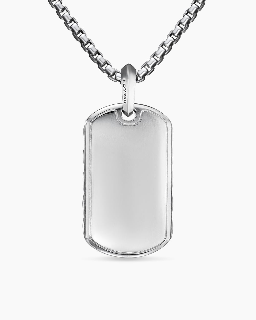 Mens Sculpted Cable Tag in 18K White Gold, 35mm