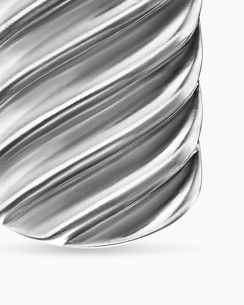 Mens Sculpted Cable Tag in 18K White Gold, 35mm
