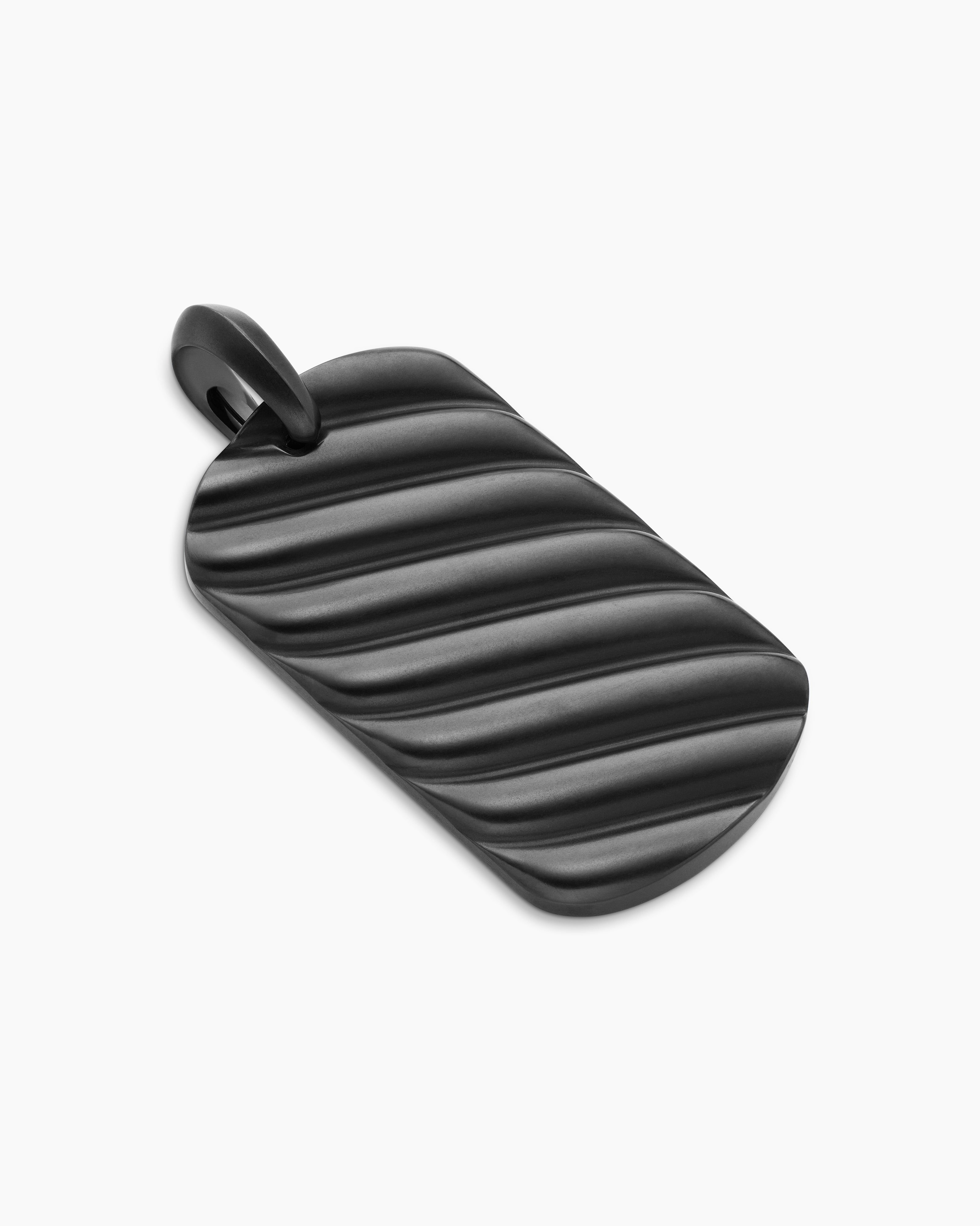 David Yurman Sculpted Cable Tag in Black Titanium, 42mm GLOBAL SHIPPING