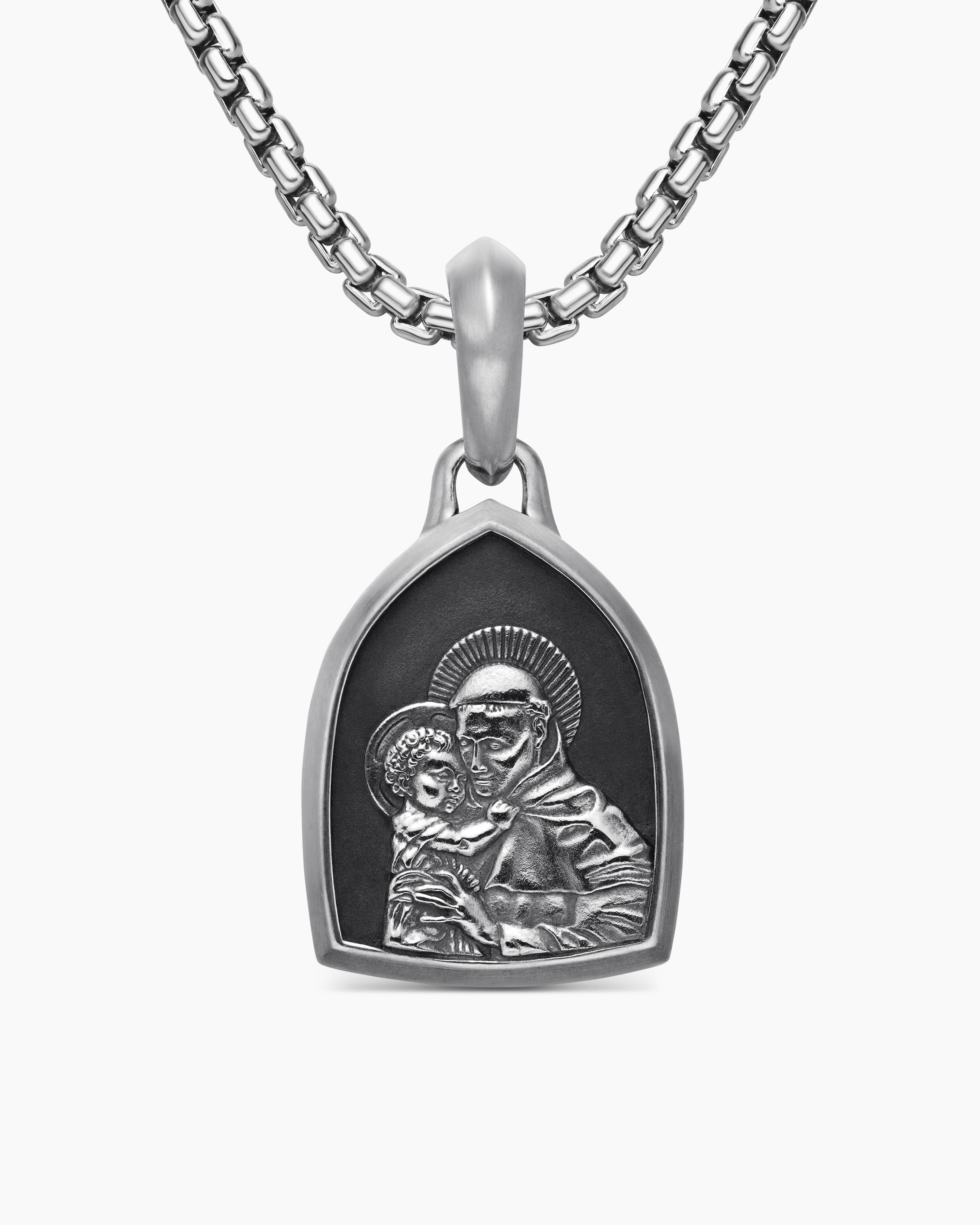 Mens St. Anthony Amulet in Sterling Silver, 21.8mm
