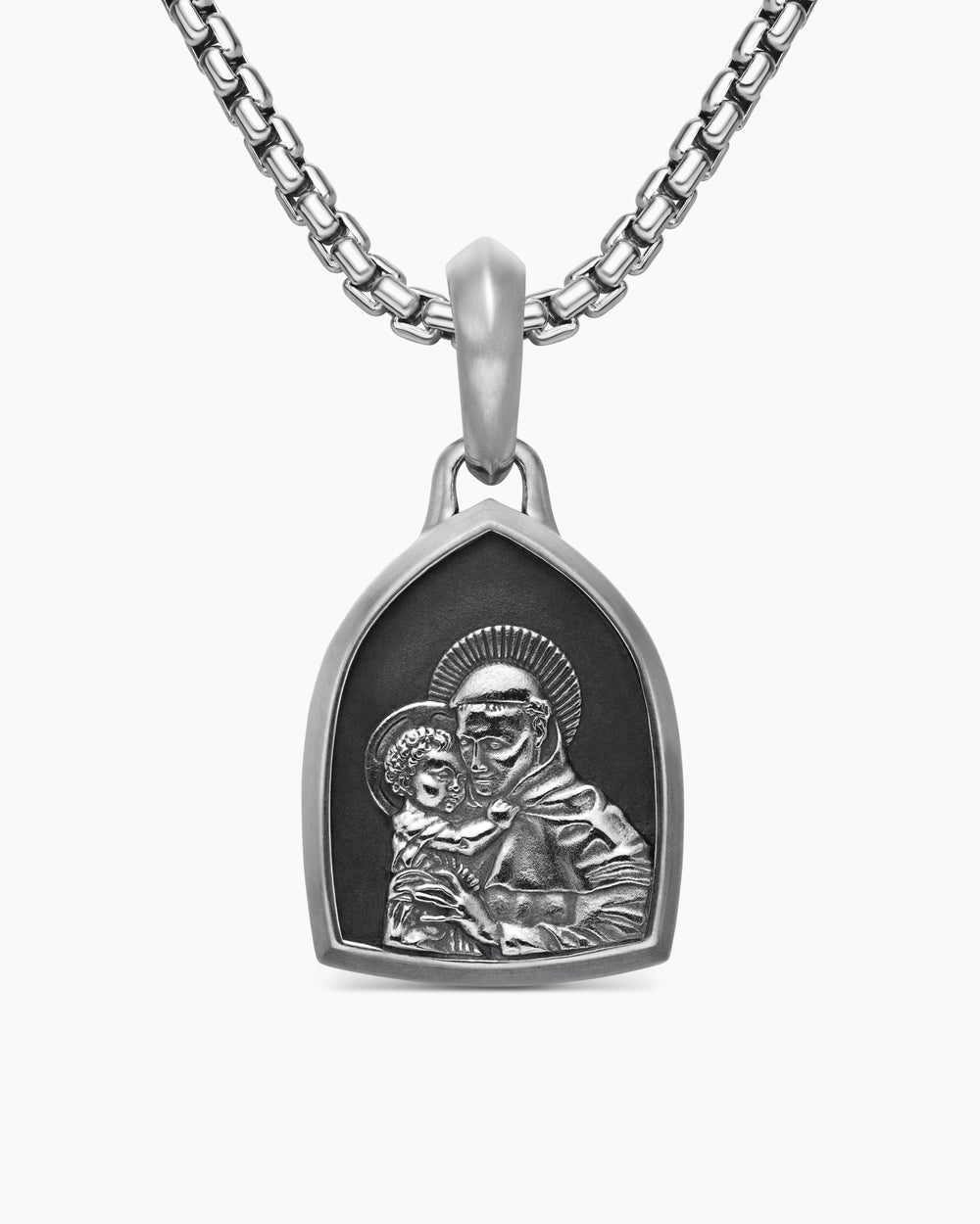 Mens St. Anthony Amulet in Sterling Silver, 21.8mm