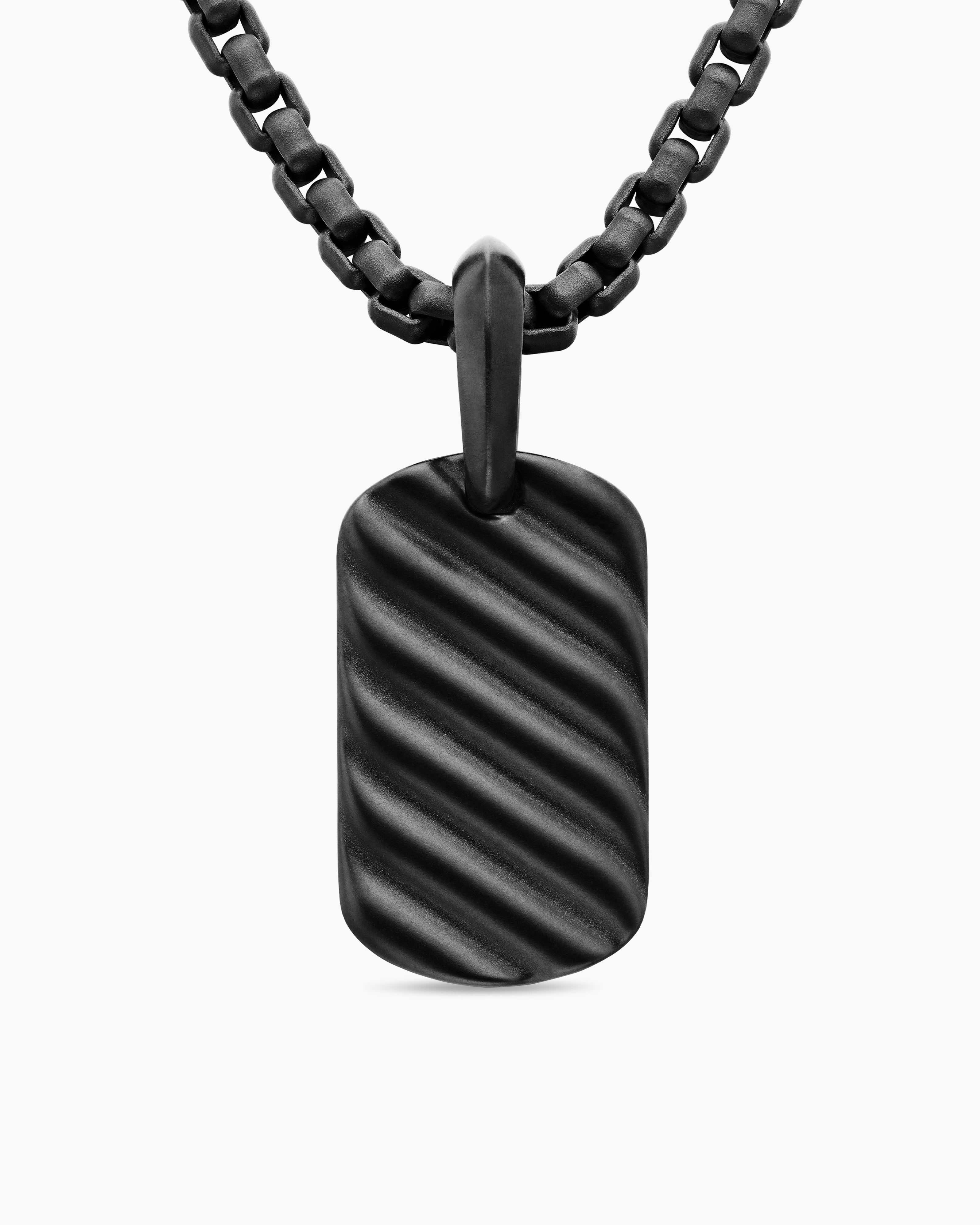 M&eacute;daille Sculpted Cable en titane noir, 21 mm homme 