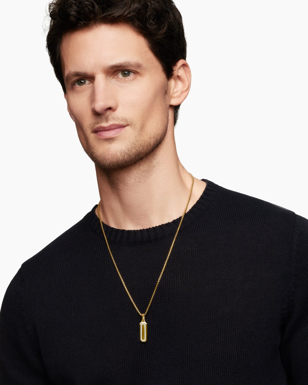 Mens Streamline® Amulet in 18K Yellow Gold with Diamonds, 28mm