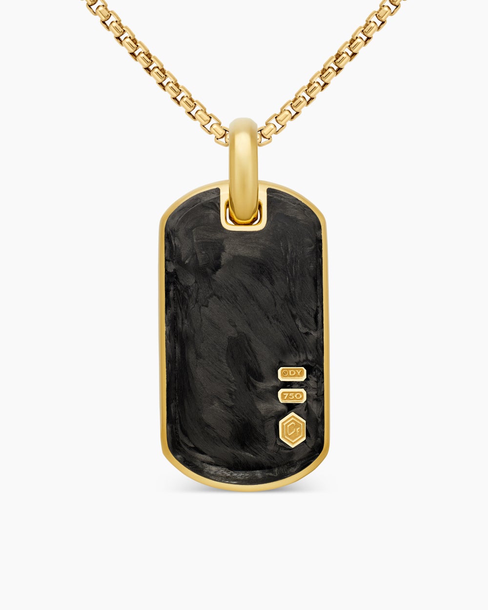 Mens Streamline® Tag in 18K Yellow Gold with Forged Carbon, 35mm