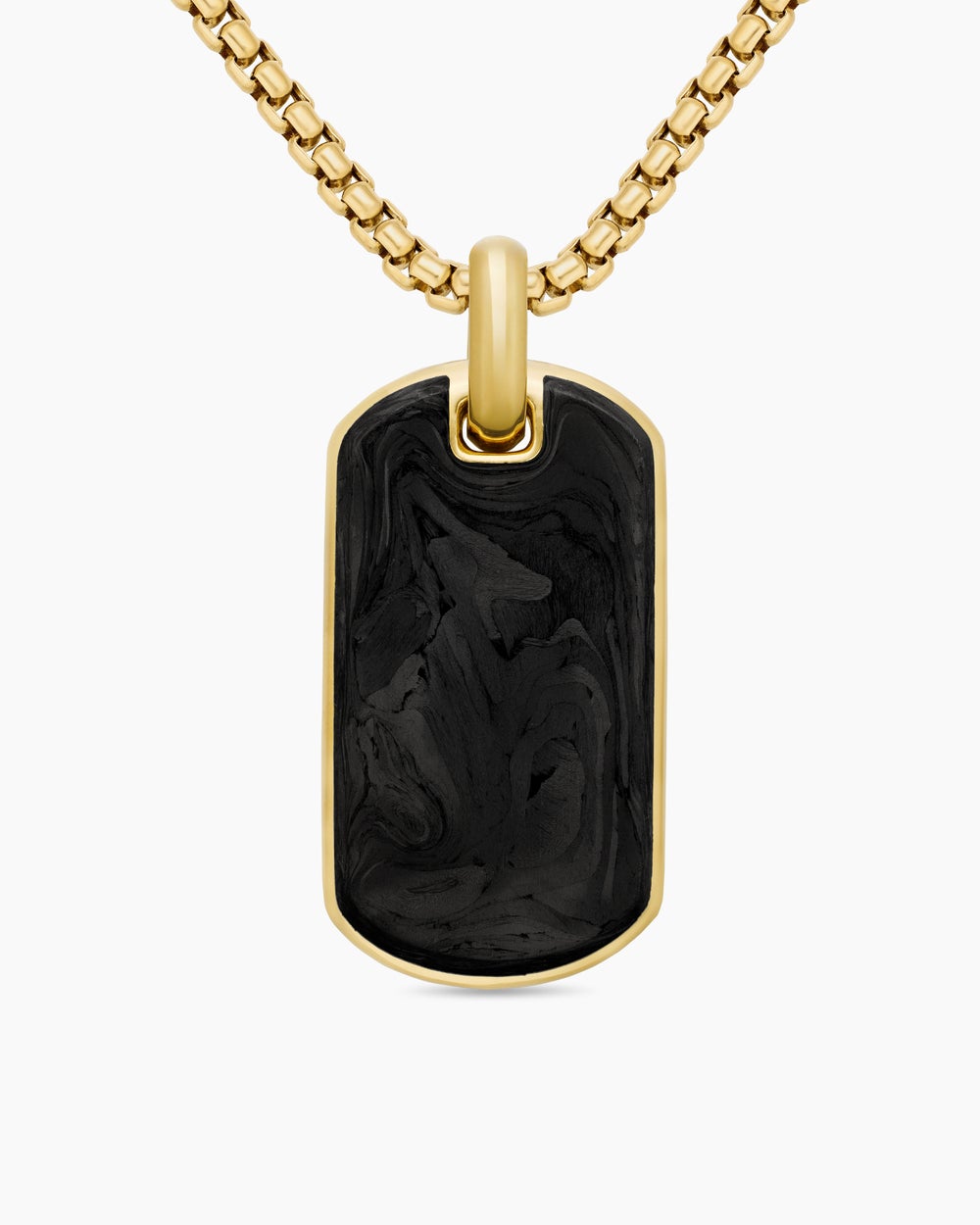 Mens Streamline® Tag in 18K Yellow Gold with Forged Carbon, 35mm