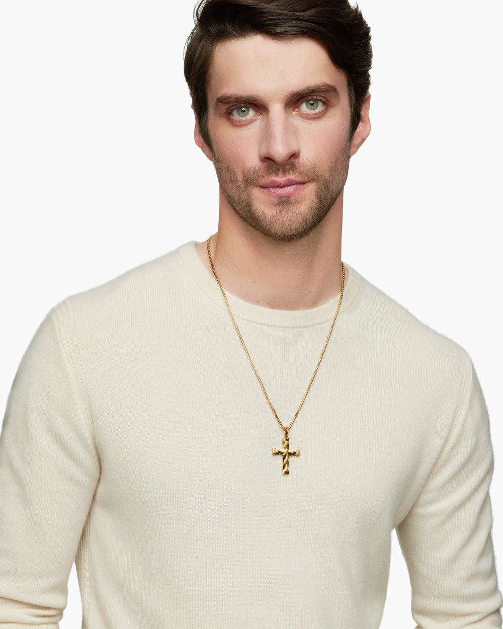 Mens DY Helios™ Cross Pendant in 18ct Yellow Gold, 36mm