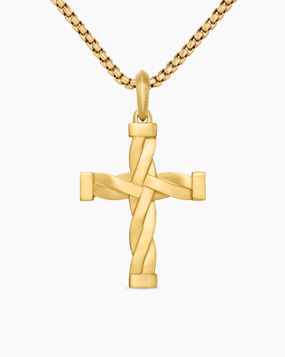 Pendentif croix DY Helios™ en or jaune 18 carats avec diamants, 36 mm hommes