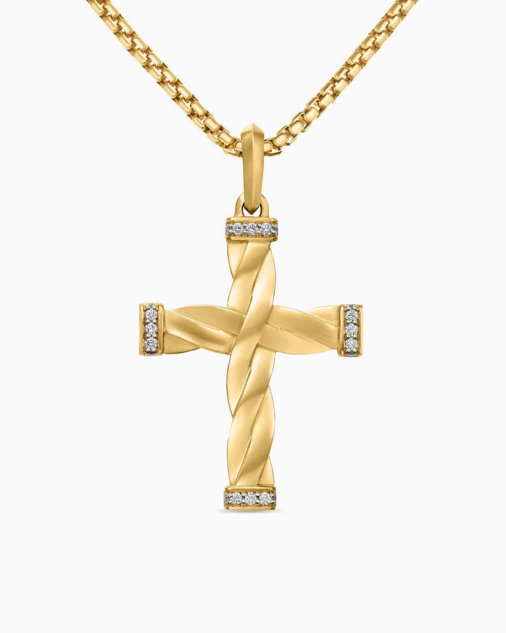 Pendentif croix DY Helios™ en or jaune 18 carats avec diamants, 36 mm hommes