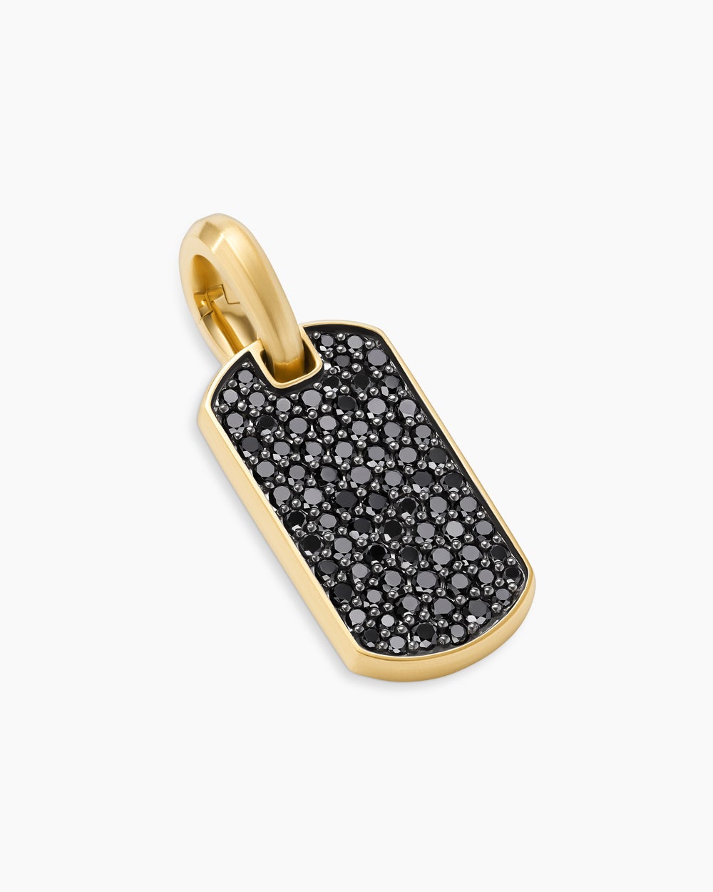 Mens Chevron Tag in 18K Yellow Gold with Black Diamonds, 21mm
