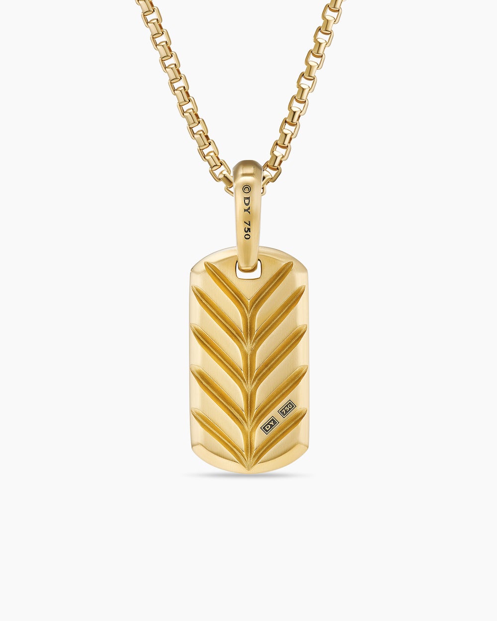 Mens Chevron Tag in 18K Yellow Gold with Black Diamonds, 21mm