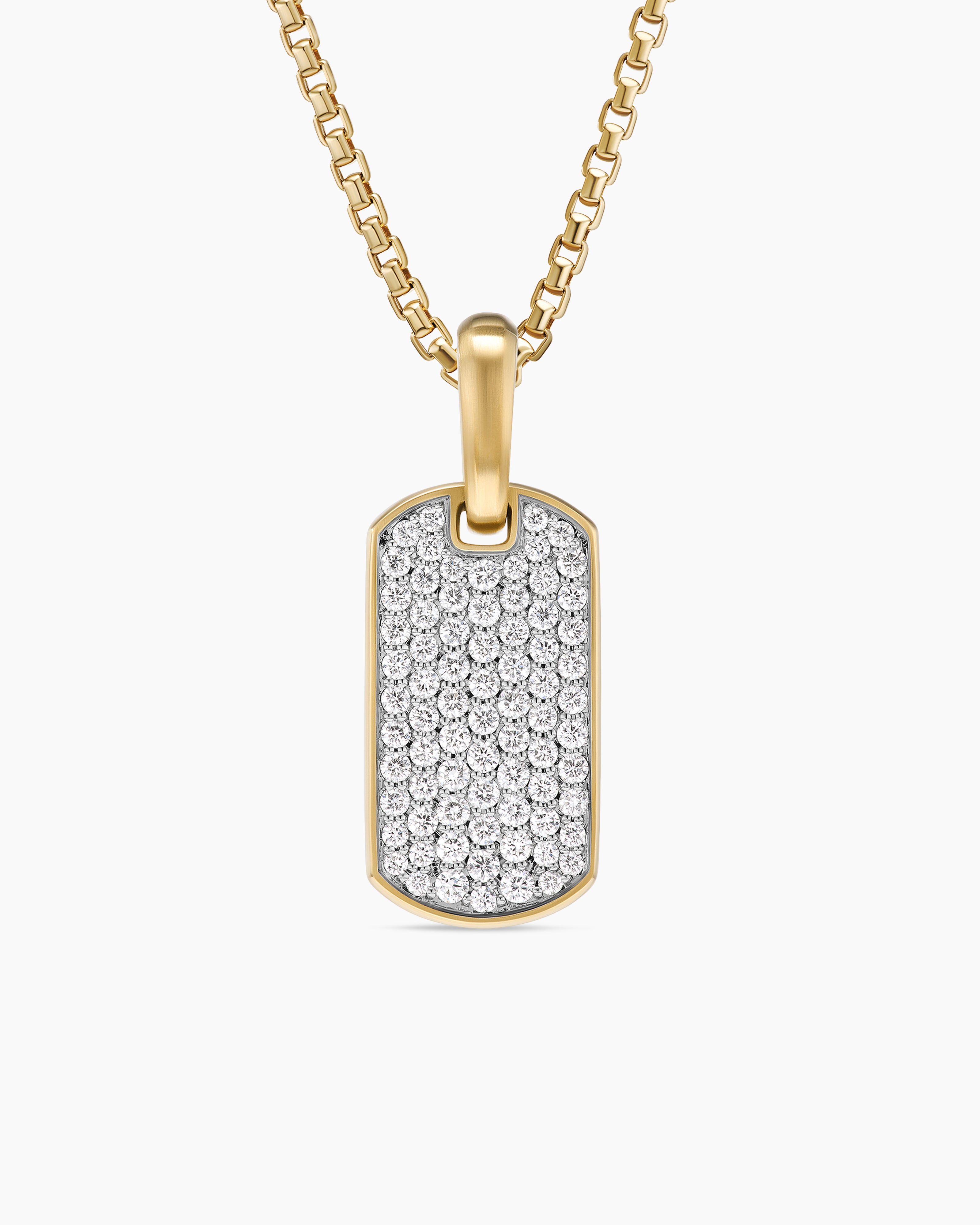 M&eacute;daille Chevron en or jaune 18 carats avec diamants, 21 mm homme 