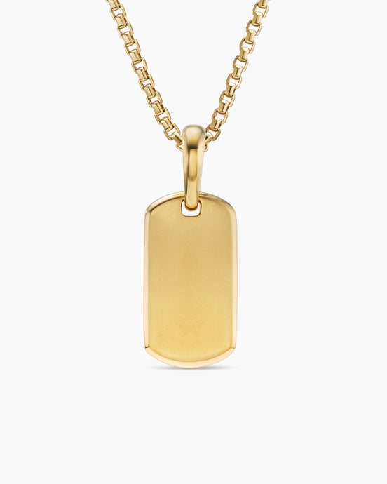 Chevron Tag in 18K Yellow Gold, 21mm
