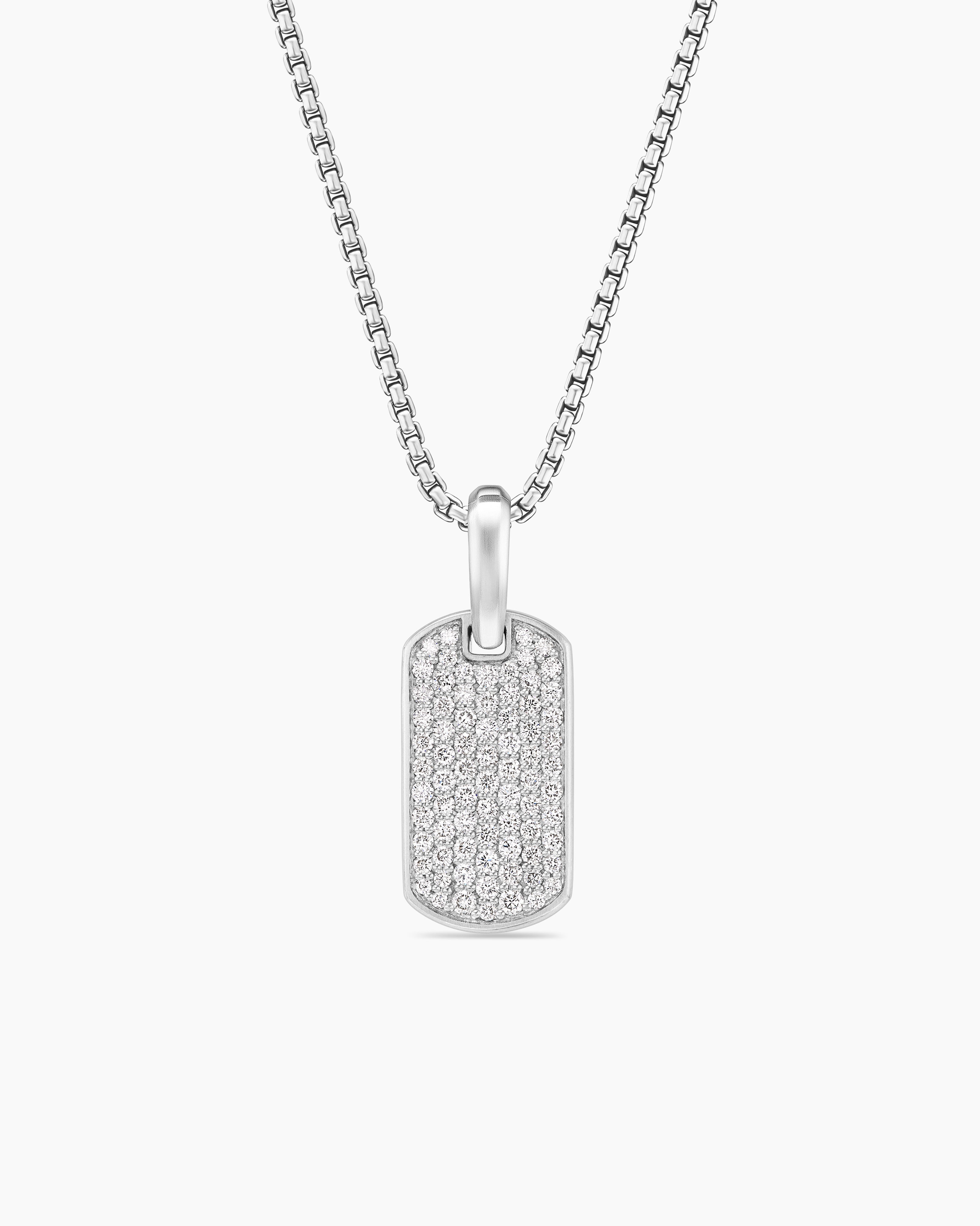 M&eacute;daille Chevron en argent sterling avec diamants, 21 mm hommes 