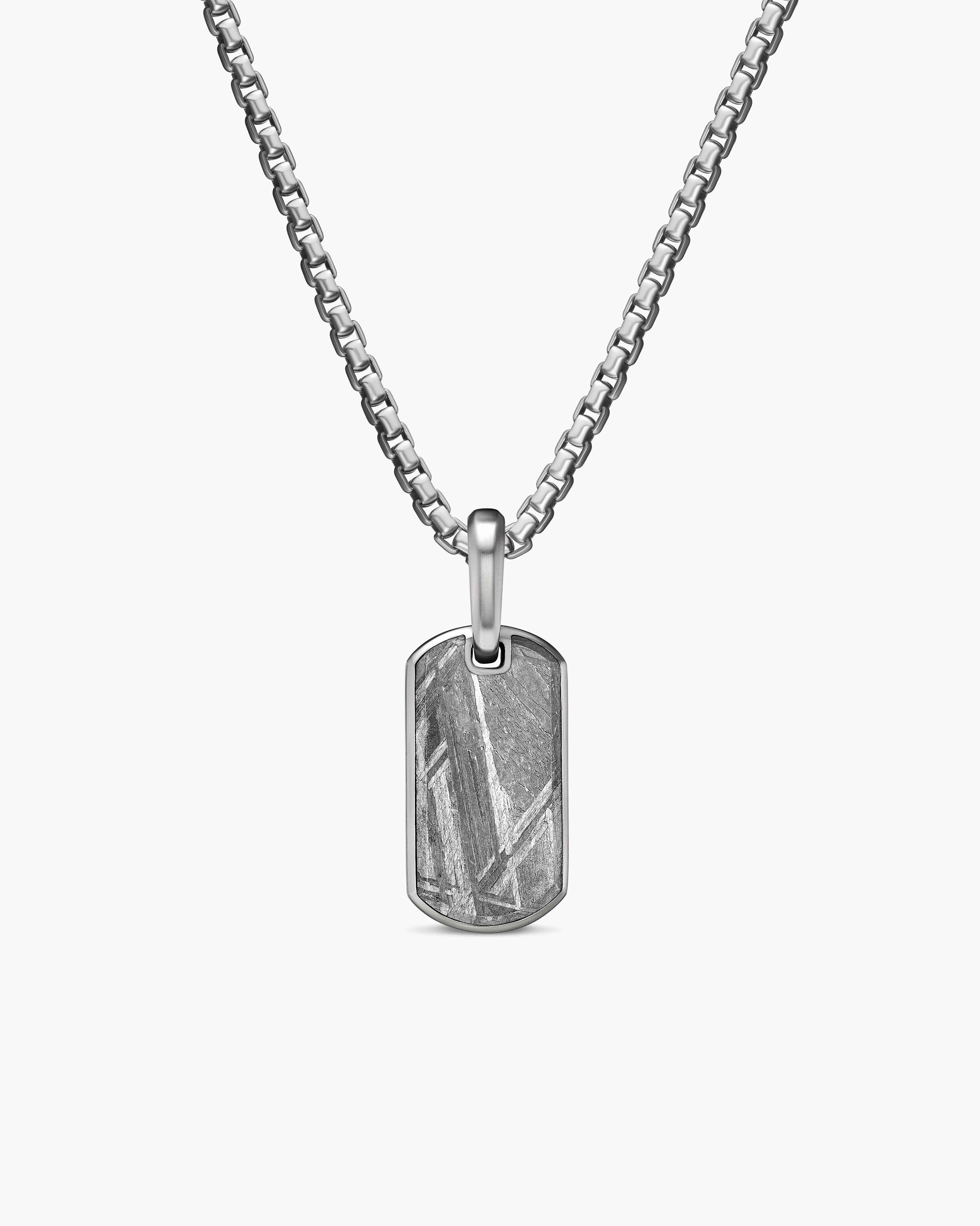 M&eacute;daille Chevron en argent sterling avec m&eacute;t&eacute;orite, 21 mm hommes 