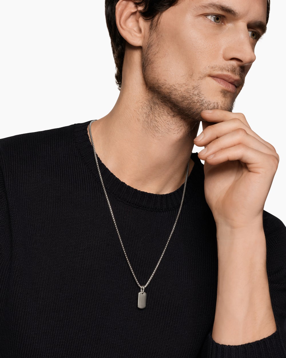 Mens Chevron Tag in Sterling Silver, 21mm