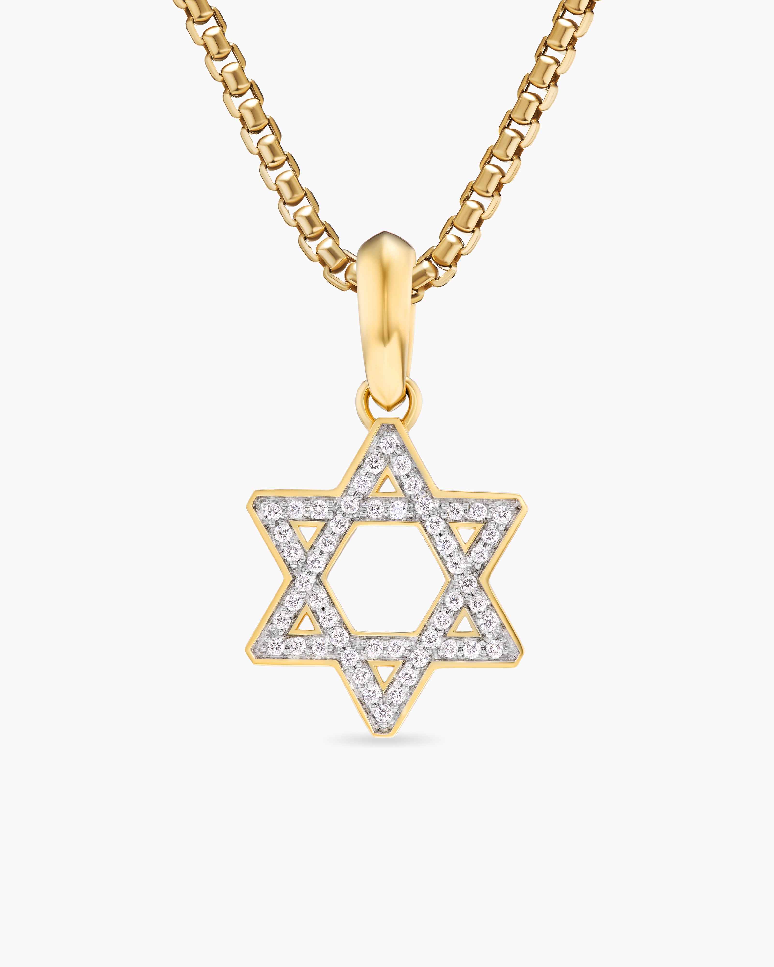 Pendentif &Eacute;toile de David en or jaune 18 carats avec diamants, 19 mm homme 