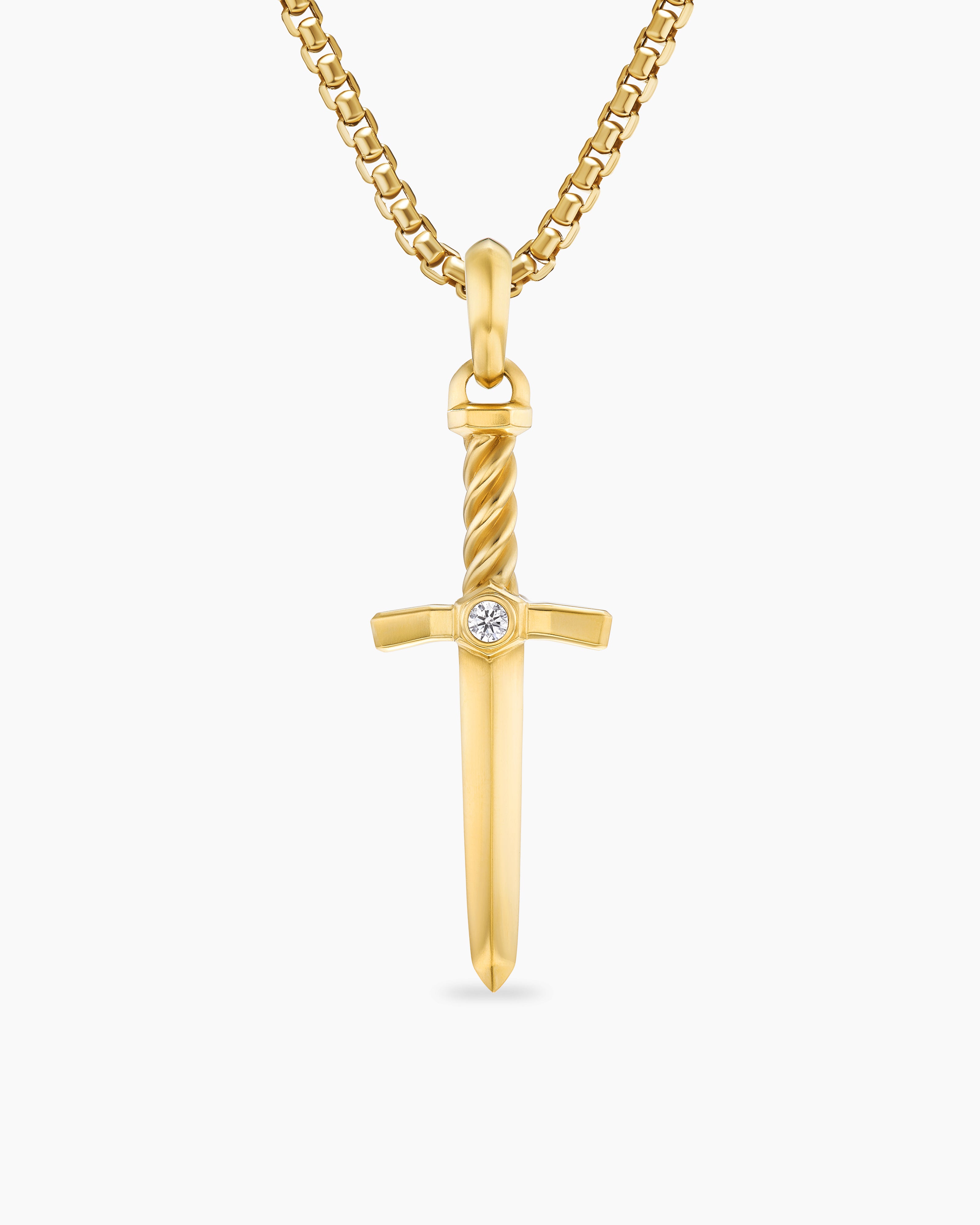 Amulette &Eacute;p&eacute;e en or jaune 18 carats avec diamant, 45 mm hommes 