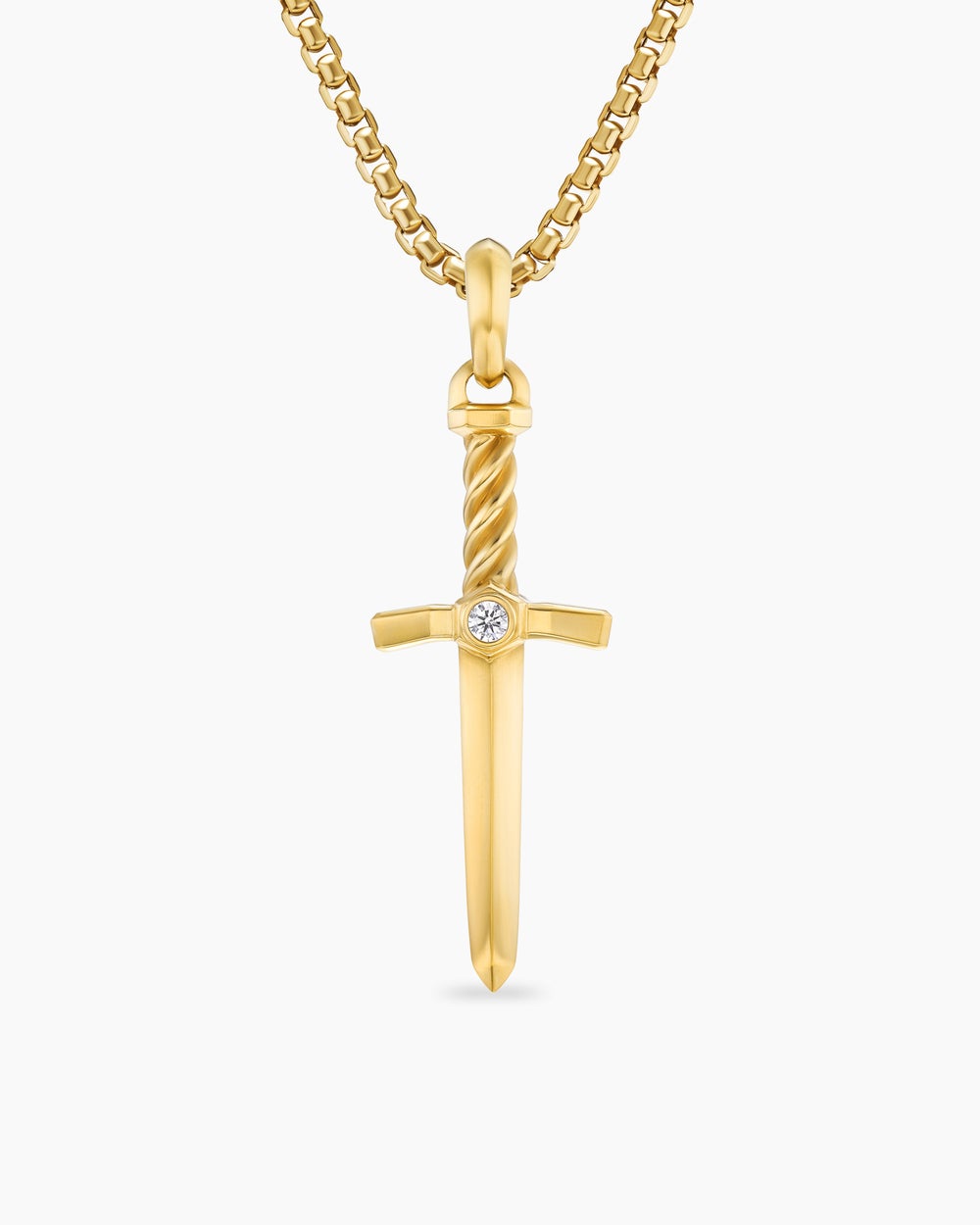 Amulette Épée en or jaune 18 carats avec diamant, 45 mm hommes