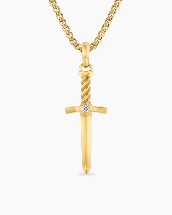 Amulette Épée en or jaune 18 carats avec diamant, 45 mm
