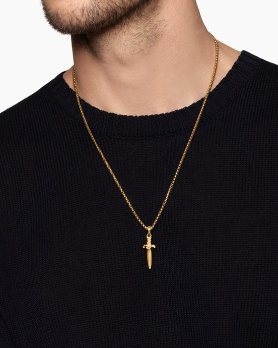 Waves Dagger Amulet in 18ct Yellow Gold, 31mm