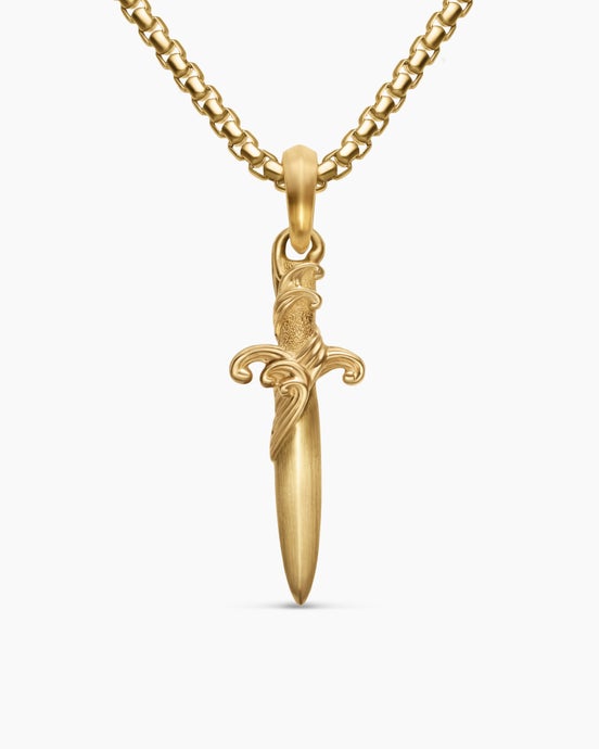 Waves Dagger Amulet in 18ct Yellow Gold, 31mm