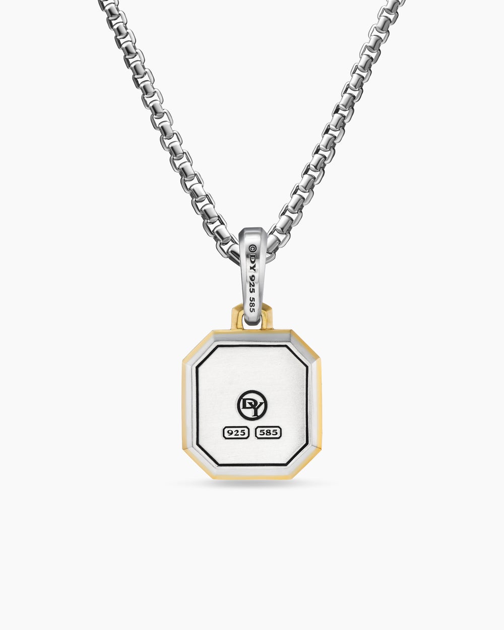 Amulette lettre C en argent sterling avec or jaune 14 carats, 17 mm hommes
