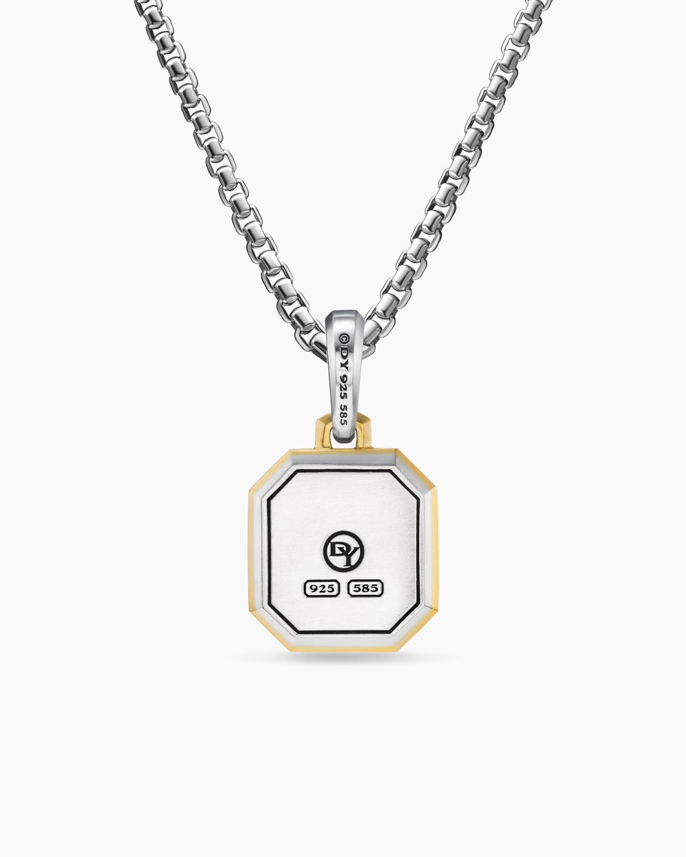 Amulette lettre D en argent sterling avec or jaune 14 carats, 17 mm hommes